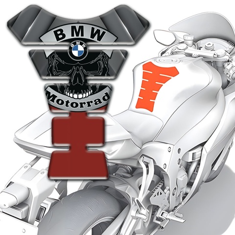 BMW Anti Slip Sticker Motorrad Style Tank Fuse with Skull Logo Design 