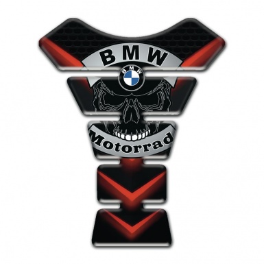 BMW Motorbike Tank Pad Black with Red V Shape Lines Design 