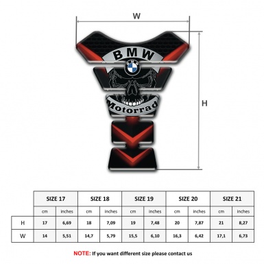 BMW Motorbike Tank Pad Black with Red V Shape Lines Design 