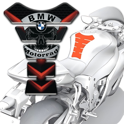 BMW Motorbike Tank Pad Black with Red V Shape Lines Design 