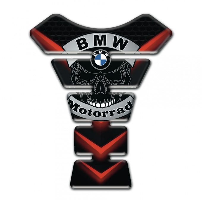 BMW Motorbike Tank Pad Black with Red V Shape Lines Design 