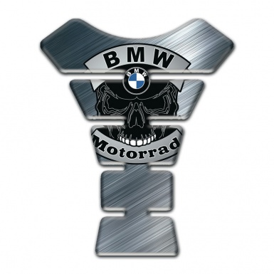 BMW Tank Guard Pads Center Brushed Metal Base Design with Skull logo Motorrad Edition 