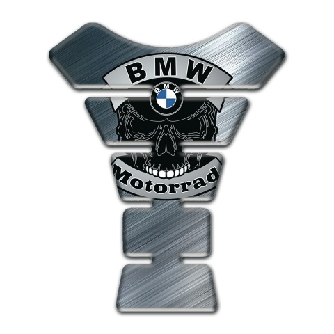 BMW Tank Guard Pads Center Brushed Metal Base Design with Skull logo Motorrad Edition 