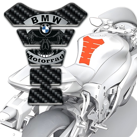 BMW Tank Fuse Dark Carbon Design with Skull Logo Motorrad Style 