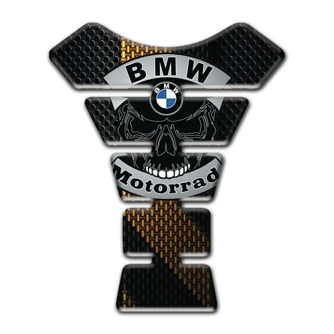 BMW Motorbike Tank Pad Brown Black Patterns and Skull Logo Design 