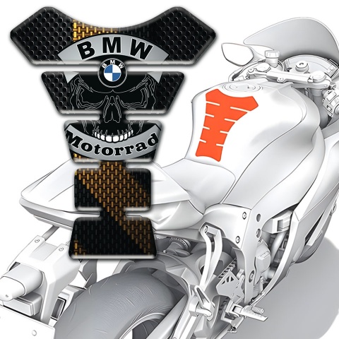 BMW Motorbike Tank Pad Brown Black Patterns and Skull Logo Design 