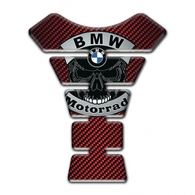 BMW Tank Guard Pads Skull Logo Design Red carbon Base 