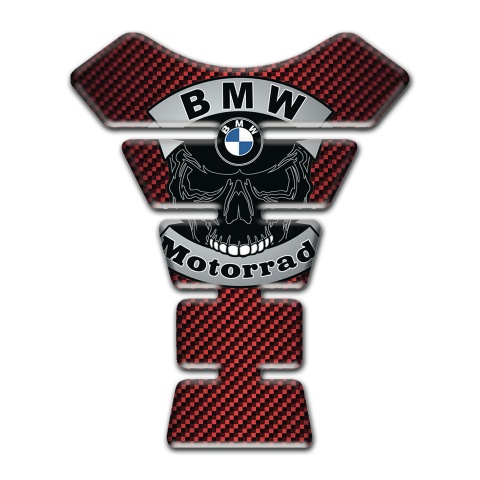BMW Tank Guard Pads Skull Logo Design Red carbon Base 