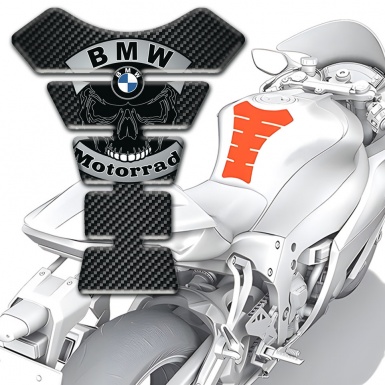 BMW Tank Pad Protector Skull Logo Style Black Carbon Base 