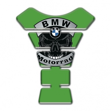 BMW Tank Protector Anti Slip Sticker Skull Logo Style Green base 