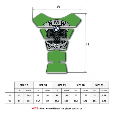 BMW Tank Protector Anti Slip Sticker Skull Logo Style Green base 