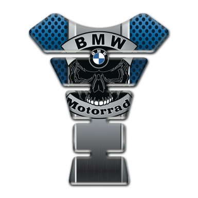 BMW Motorrad Tank Protector Skull Logo Edition Grey Blue Elements Background 
