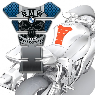BMW Motorrad Tank Protector Skull Logo Edition Grey Blue Elements Background 