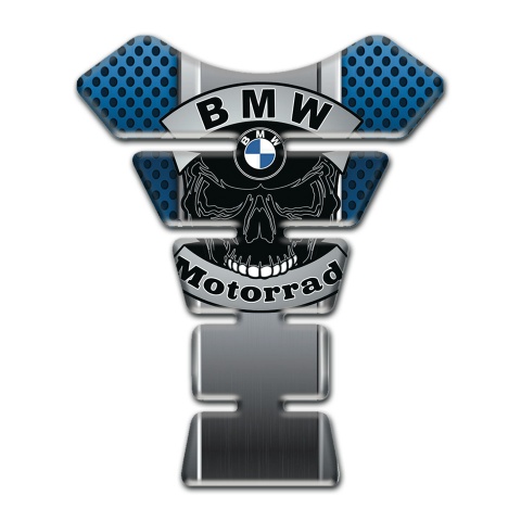 BMW Motorrad Tank Protector Skull Logo Edition Grey Blue Elements Background 