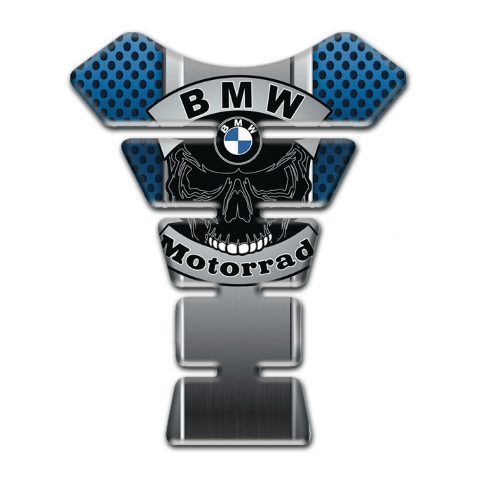 BMW Motorrad Tank Protector Skull Logo Edition Grey Blue Elements Background 