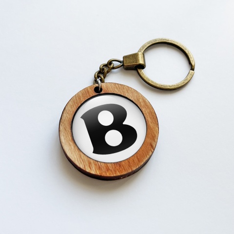 Bentley Keychain Handmade from Wood White Black