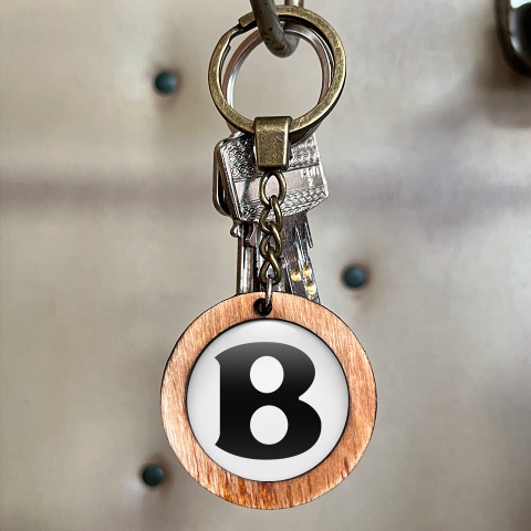 Bentley Keychain Handmade from Wood White Black