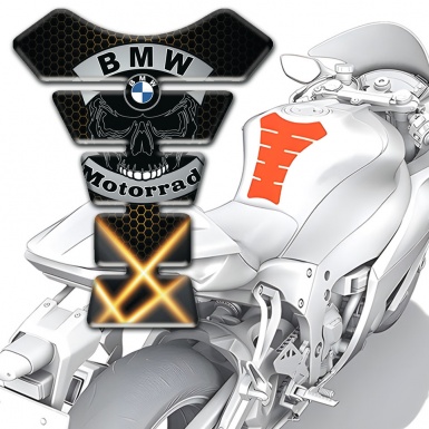 BMW Motorrad Tank Guard Pads Skull Logo Orange Lights Design 