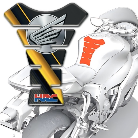 Honda HRC Tank Guard Pads Yellow Diagonal Line Style 