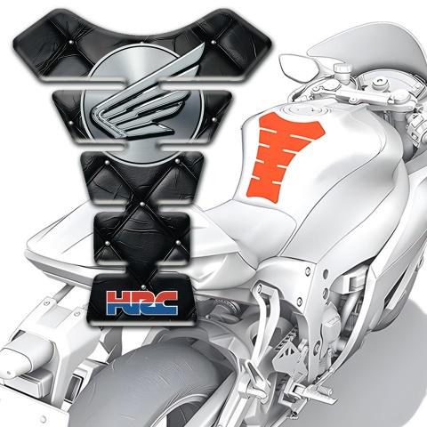 Honda HRC Style Motorbike Tank Pad Black Leather Effect 