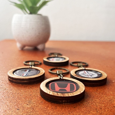 Bentley Keychain Handmade Wood Red White