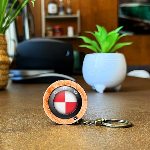 BMW Keychain Handmade Wood Red Devil