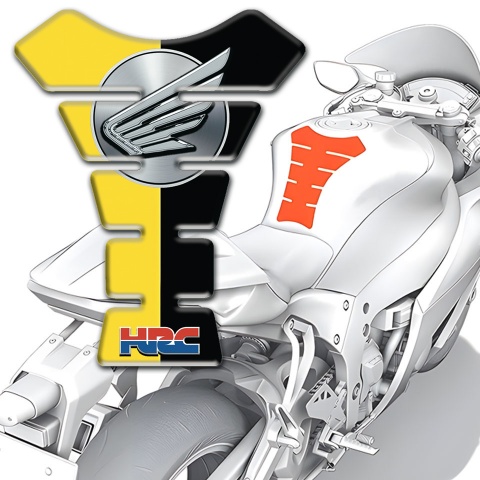 Honda Tank Pad Motorbike Yellow Black halves Base Design HRC Style 