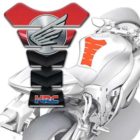 Honda Tank Pad Motorbike Red Black Print with Grey Logo 
