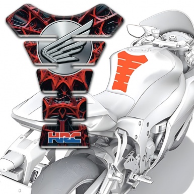 Honda Tank Protector RedSpider Web Decoration Grey Logo 