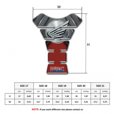 Honda Tank Pad Protector Red with Grey Elements Print HRC Style 