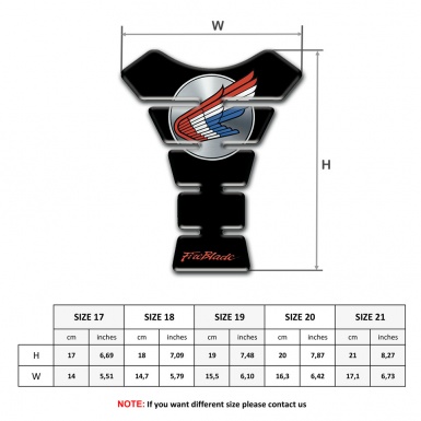 Honda Tank Pad Protector Black Base Fire Blade Style 
