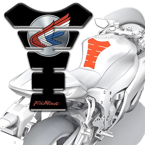 Honda Tank Pad Protector Black Base Fire Blade Style 