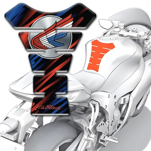 Honda Tank Protector Black with Red Blue Stripes 