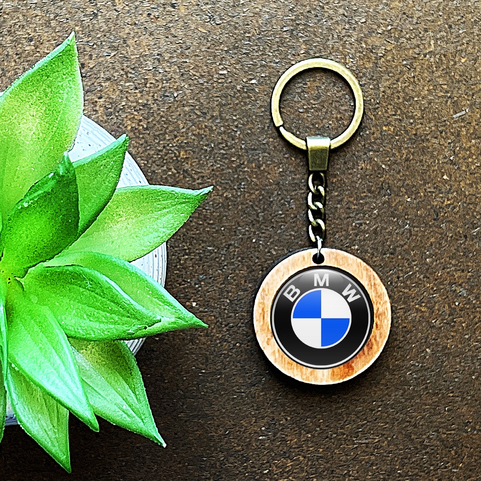 BMW Key chain from Wood Classic Logo Keychains Accessories XSticker