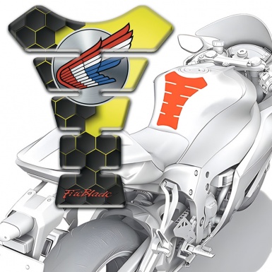 Honda Tank Protector Honeycomb Design with Yellow Motive 