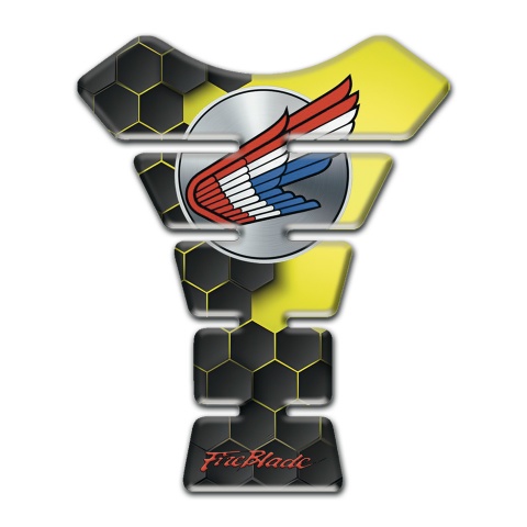 Honda Tank Protector Honeycomb Design with Yellow Motive 