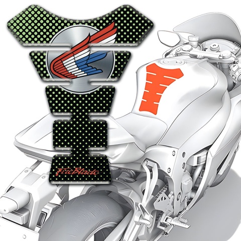 Honda Tank Pad Motorbike Green Dots Design Fire Blade Style 