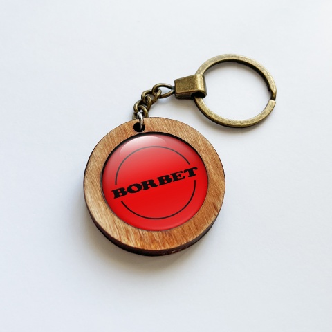 Borbet Key Chain Handmade from Wood Red