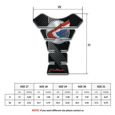 Honda Tank Pad Protector Black Grey Color Base Fire Blade Style 