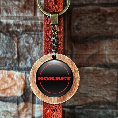 Borbet Wooden Handmade Key Chain Black red