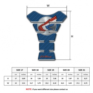 Honda Tank Guard Pads Blue Carbon Base with Grey Round Logo 