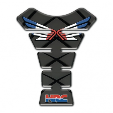 Honda Tank Guard Pads Dark Base with Crossed black lines and Fly Logo Style 