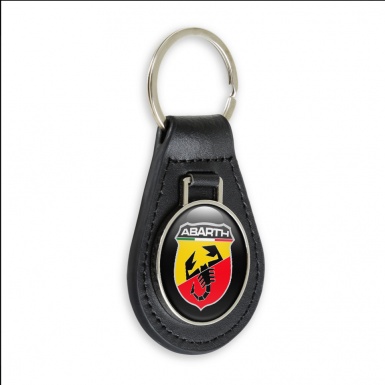 Fiat Abarth Leather Keychain Black Classic Logo