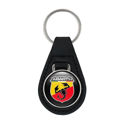 Fiat Abarth Leather Keychain Black Classic Logo