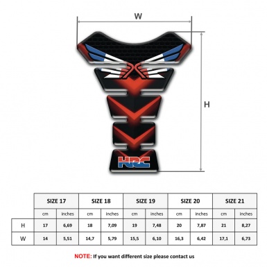 Honda Tank Pad Protector Black with Red V Shape Lines Design 