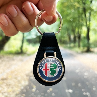 Alfa Romeo Leather Keychain Classic Multicolour Logo