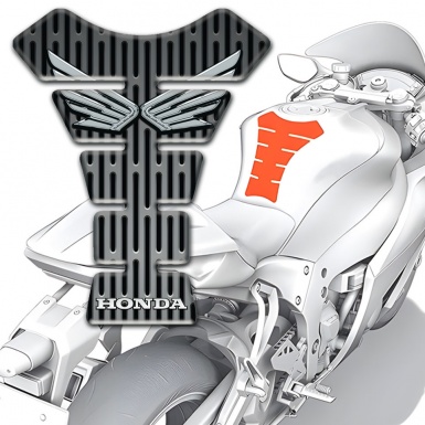 Honda Tank Pad Motorbike Metal Ornament Effect Silver Logo 