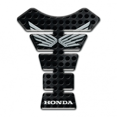 Honda Tank Pad Motorbike Black Perforated Base and Silver Logo 