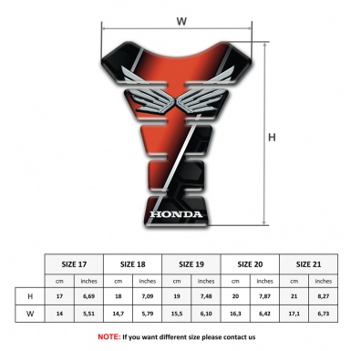 Honda Tank Pad Protector Orange Black Base Style and Silver Logo 