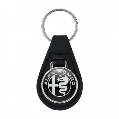 Alfa Romeo Keychain Leather Black 3D Logo